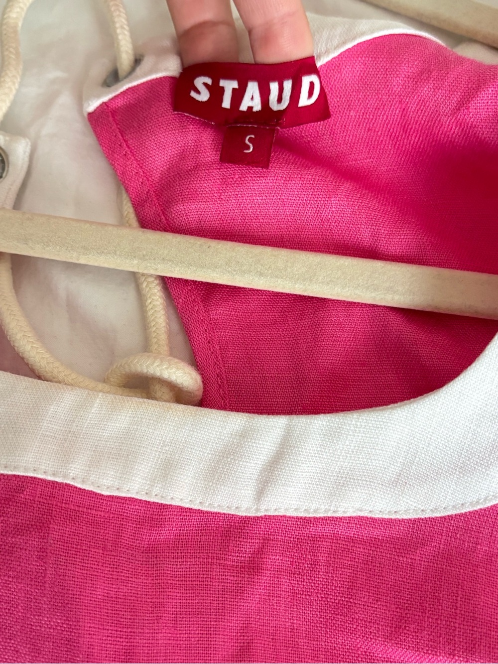 STAUD Pink and White Scalloped Hem Crop Tank - Picture 3 of 3
